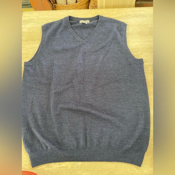 Blue Mens Vest size L Grandpa core V neck cashmere wool sweater worn twice EUC - Picture 3 of 10